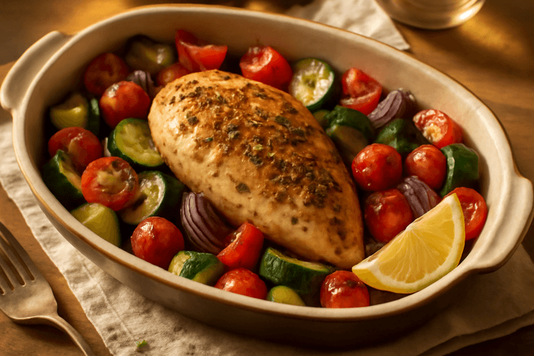 Poulet rôti aux légumes méditerranéens