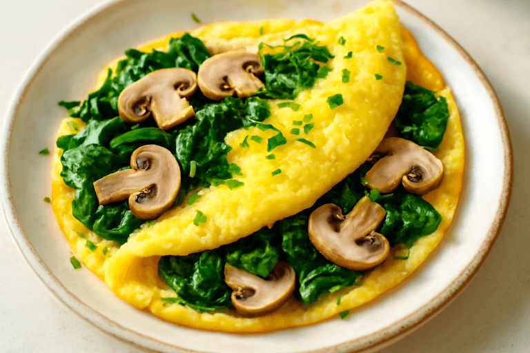 Omelette Santé aux Épinards et Champignons