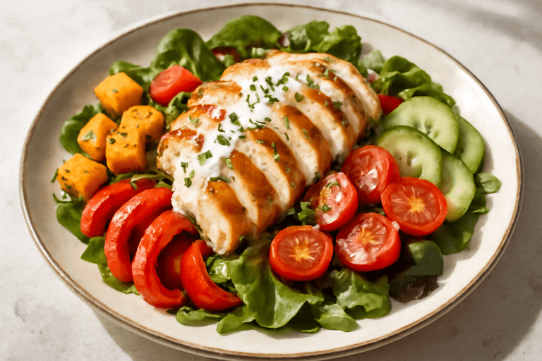 Knapperige Kipsalade met Geroosterde Groenten