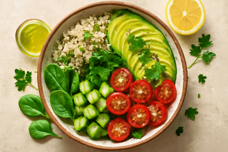 Veganer Quinoa-Avocado-Frühstückssalat