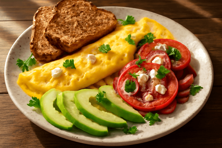 Kraftfull Proteinfrukost: Omelett med Avokado och Fullkornsbröd