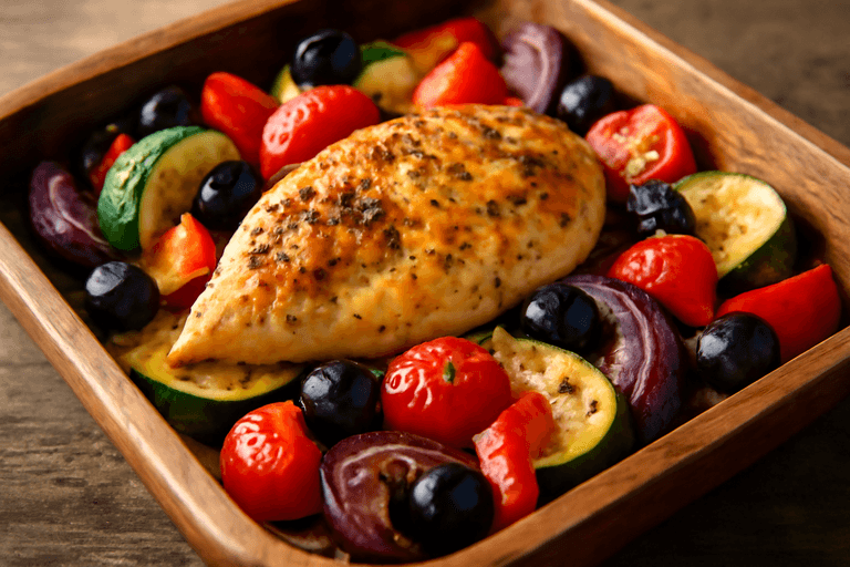 Pollo al Horno con Verduras Mediterráneas