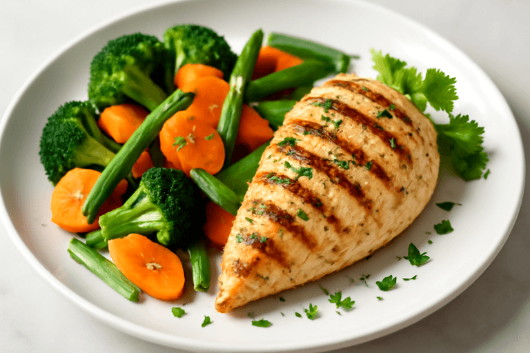 Grilled Lemon Herb Chicken with Steamed Vegetables