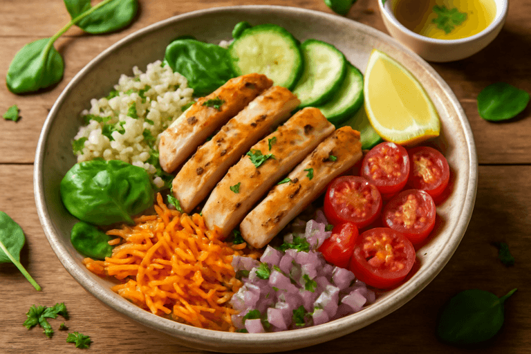 Ensalada de Pollo con Quinoa y Verduras Frescas