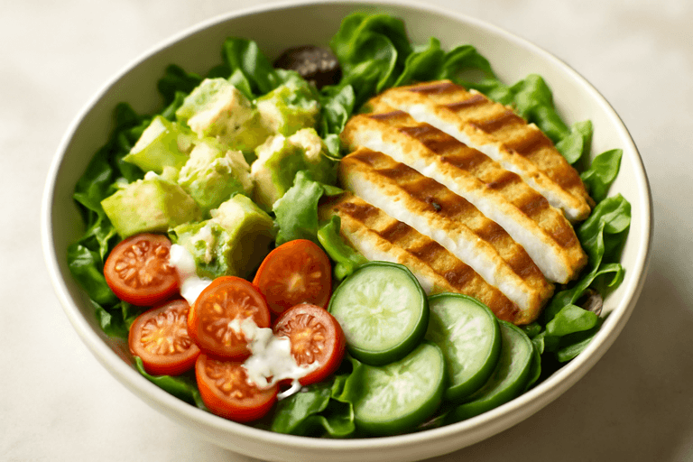 Salată de pui cu avocado și dressing de iaurt
