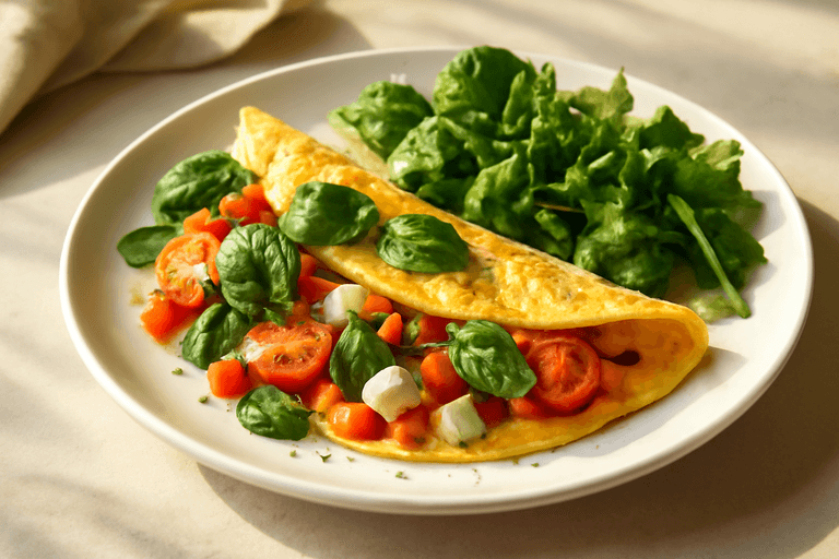 Omletă Energizantă cu Legume și Brânză