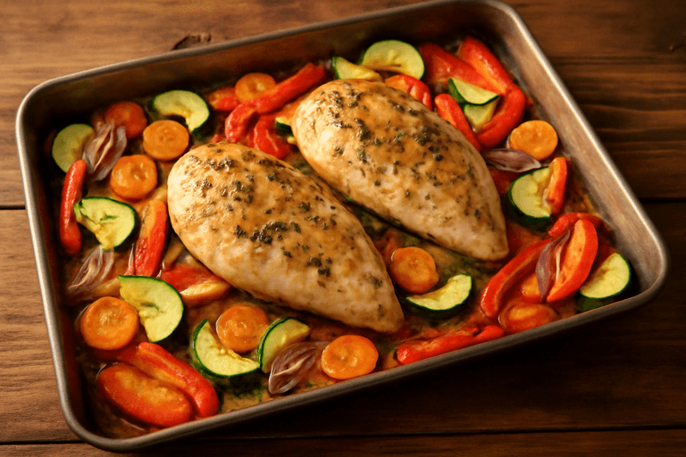 Pechuga de Pollo al Horno con Verduras de Temporada