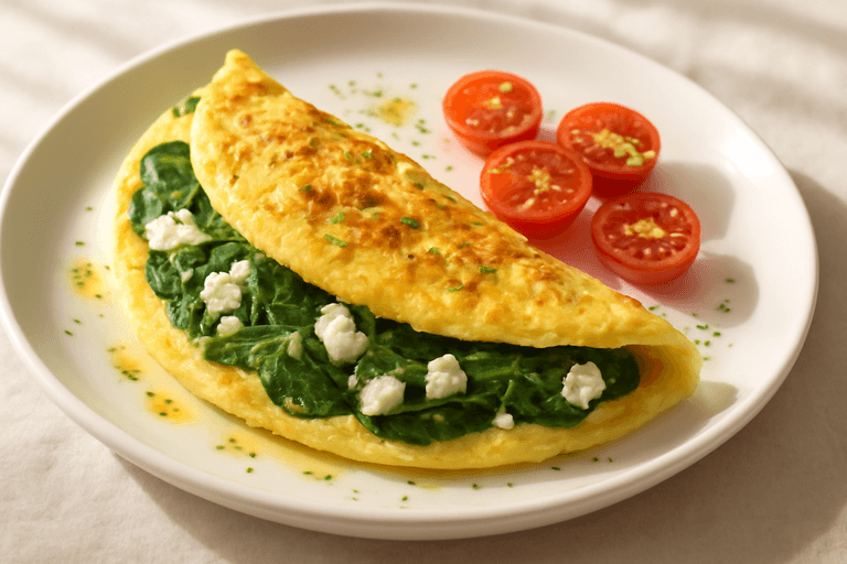 Omletă verde cu spanac și brânză feta