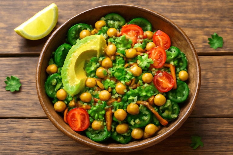 Salată caldă de năut cu avocado și quinoa