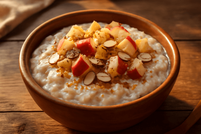 Desayuno Clásico de Avena con Frutas y Almendras