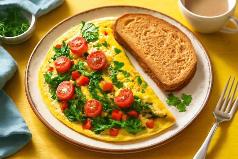 Energizing Veggie Omelette with Whole Grain Toast