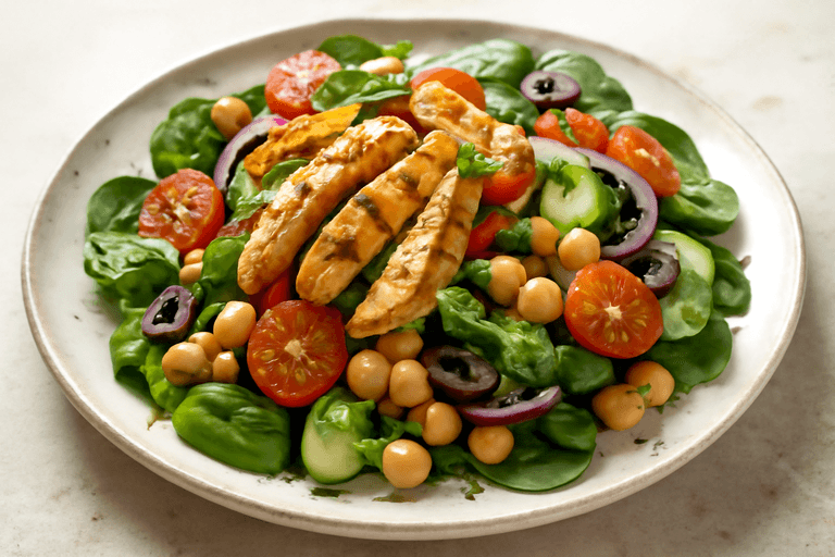 Ensalada Mediterránea de Pollo y Garbanzos