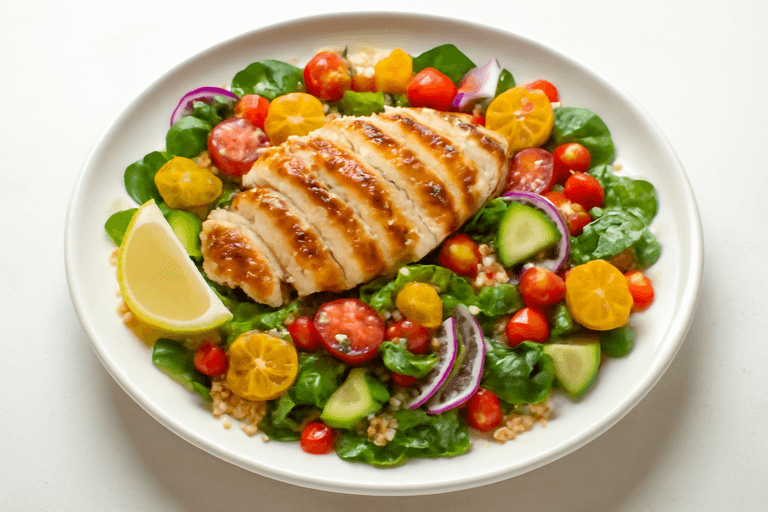 Ensalada de Pollo Mediterránea con Quinoa