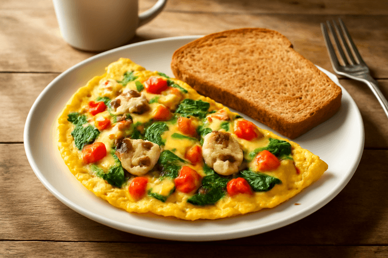 Herzhaftes Gemüse-Omelette mit Vollkorn-Toast