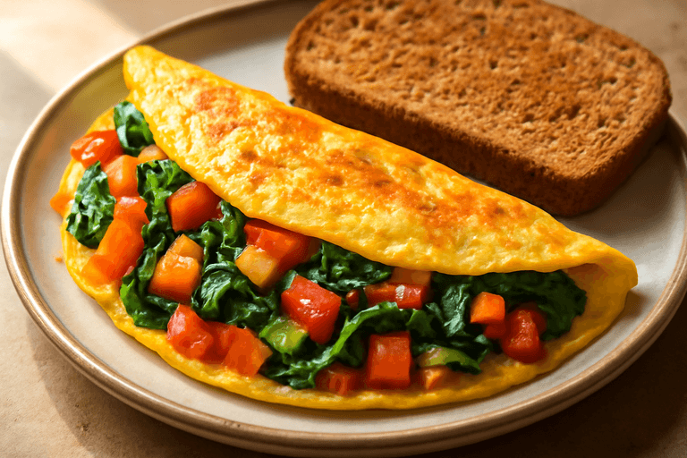 High-Protein Veggie Omelette with Whole Grain Toast