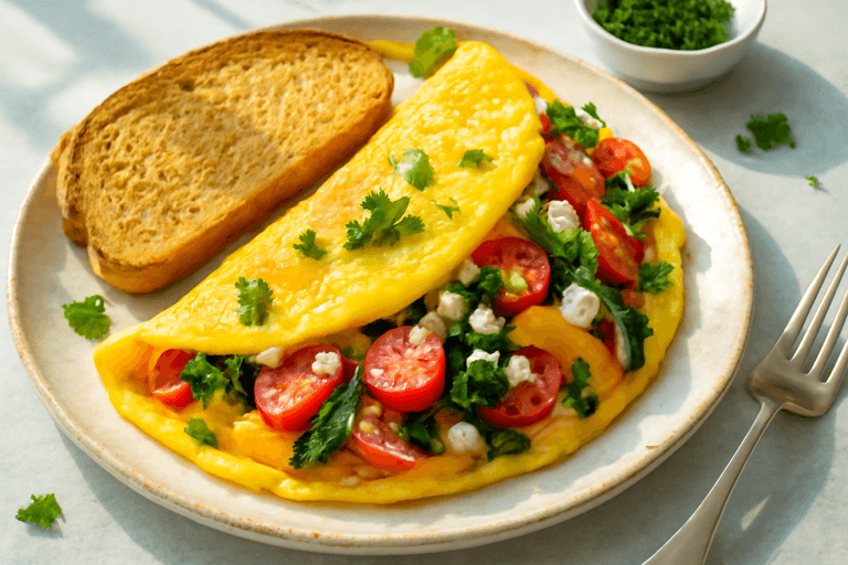 Energizing Veggie Omelette with Whole Grain Toast