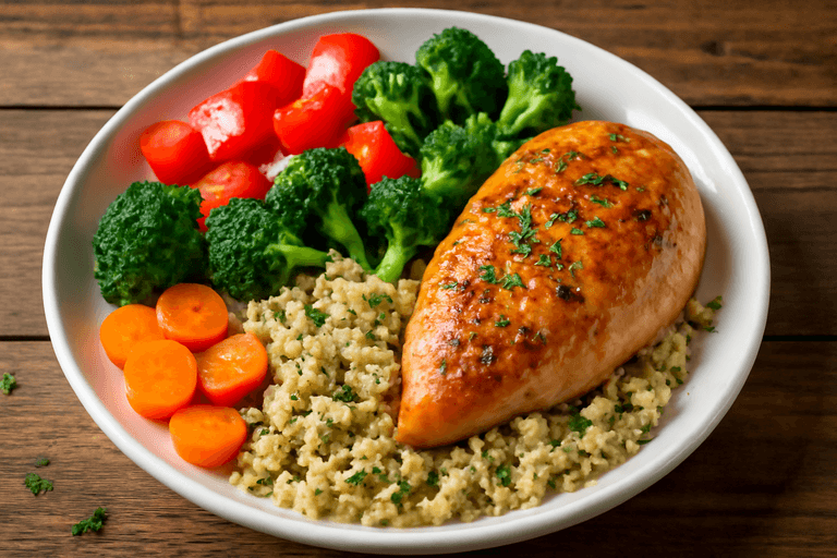 Proteinreiche Hähnchen-Bowl mit Quinoa & Gemüse