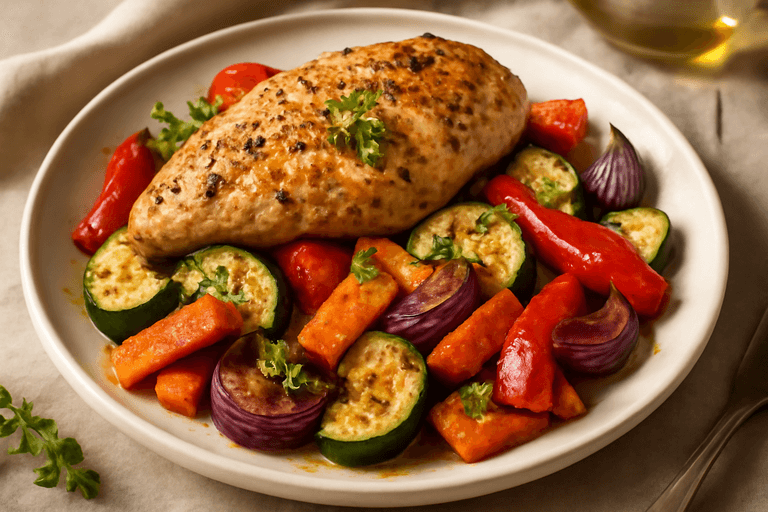 Pollo al Horno con Verduras Mediterráneas