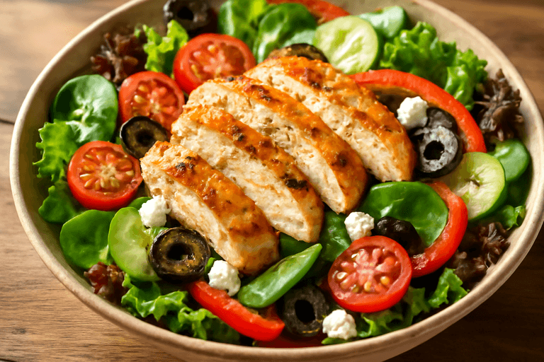 Ensalada Mediterránea de Pollo a la Parrilla