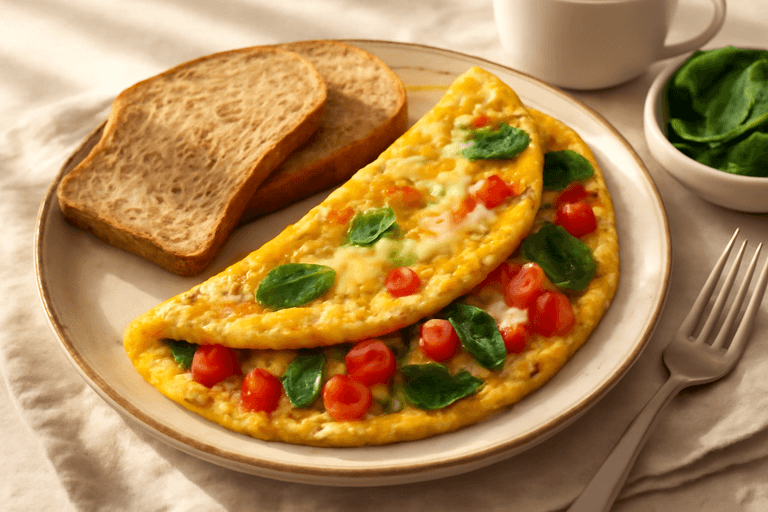 Proteinrik Havreomelett med Grönsaker och Fullkornsbröd