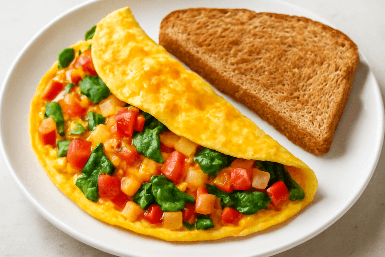 Protein-Packed Veggie Omelette with Whole Wheat Toast