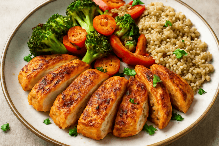 Gebakken Kippenfilet met Geroosterde Groenten en Volkoren Quinoa