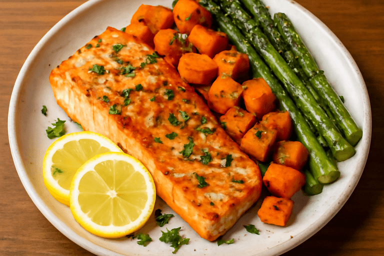Gegrilde Zalm met Citroen & Groene Asperges