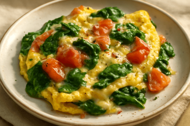 Energie-Boost Omelet met Spinazie en Tomaat