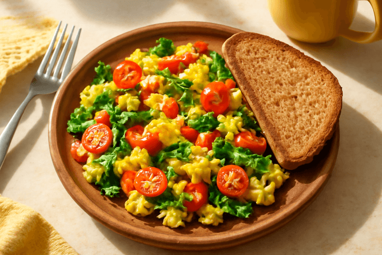 Veggie-Packed Scrambled Eggs with Wholegrain Toast