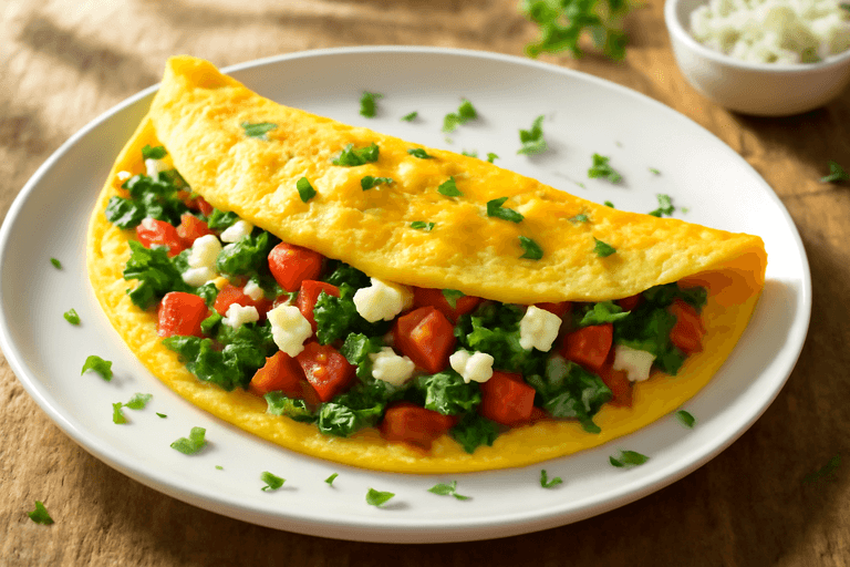 Energizing Veggie Omelette with Tomatoes & Spinach