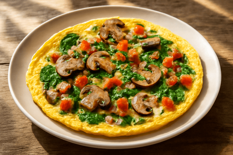 Omelette minceur aux herbes fraîches et légumes de saison