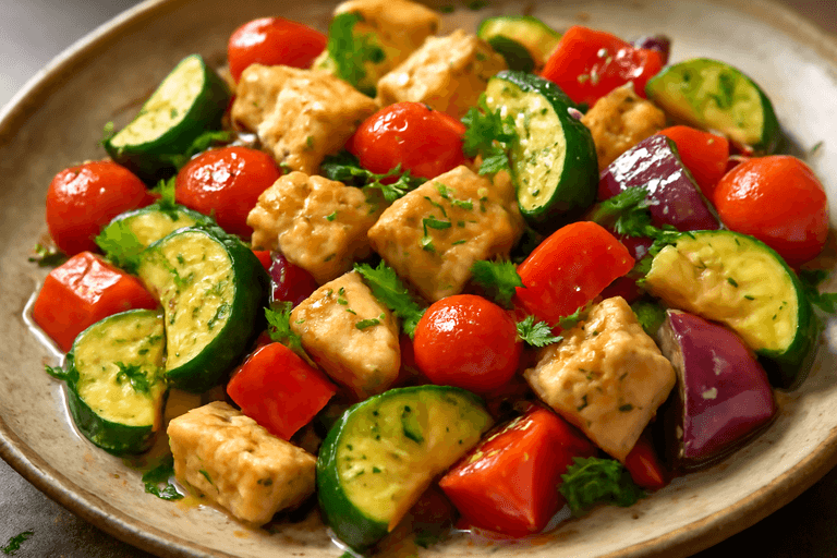 Poulet sauté aux légumes méditerranéens