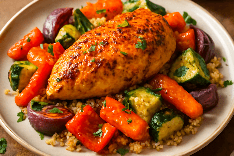 Kruidige Kipfilet met Geroosterde Groenten & Quinoa