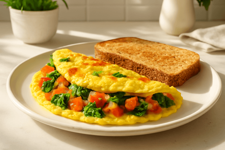 Energizing Veggie Omelette with Whole Grain Toast