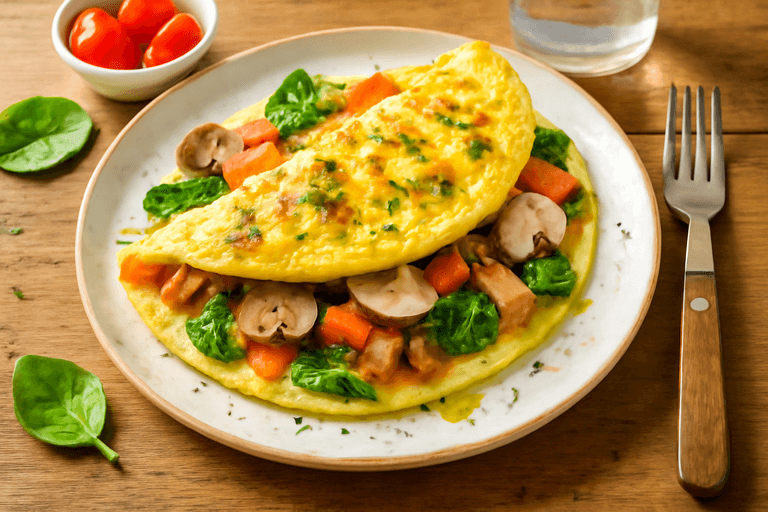Omelette Clásica de Verduras y Pavo