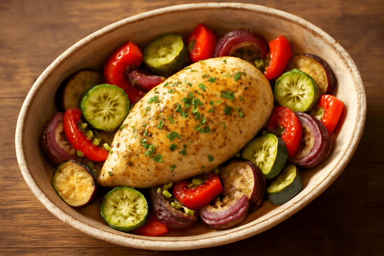 Pollo al Horno con Verduras Mediterráneas