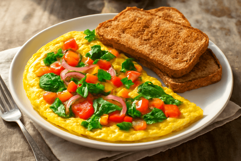 Energizing Veggie Omelette with Whole Grain Toast