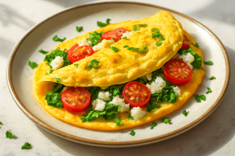 Energieboost Griekse Omelet met Spinazie & Tomaat