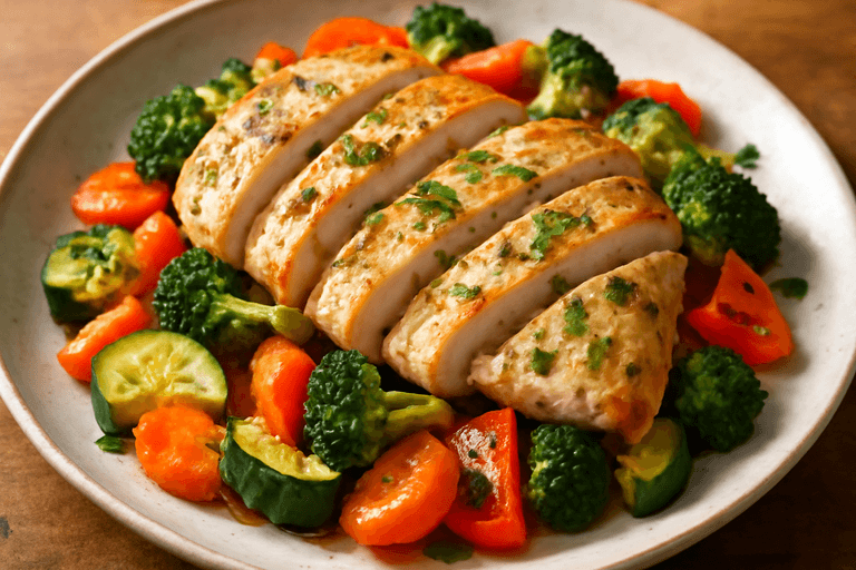Light Lemon Herb Chicken with Roasted Vegetables