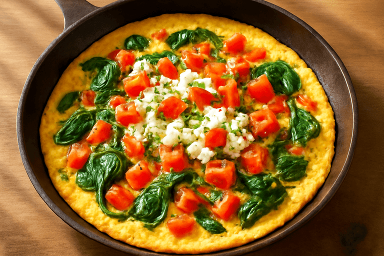 Omletă energizantă cu legume proaspete și brânză de vaci