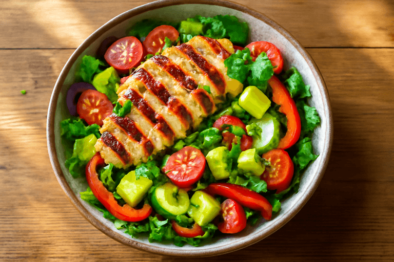 Fargerik kyllingsalat med sitrondressing