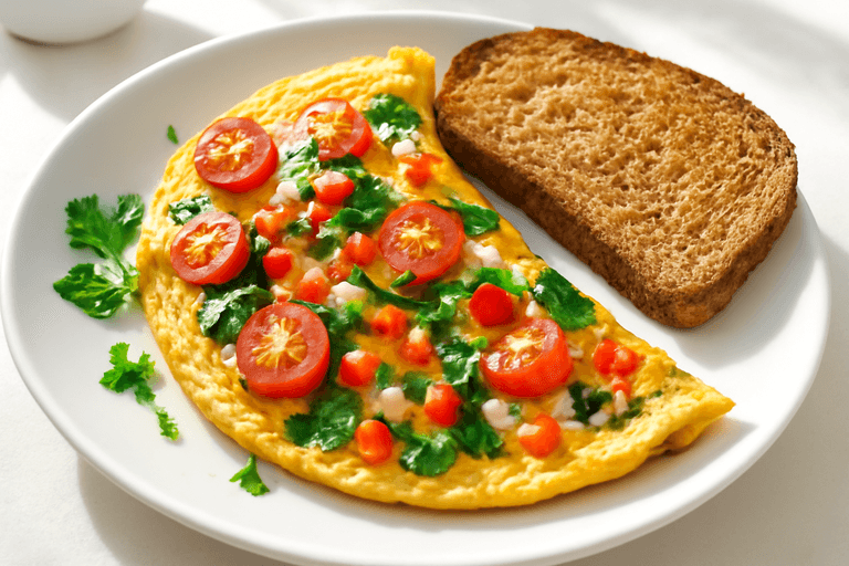 Energizing Veggie Omelette with Toast