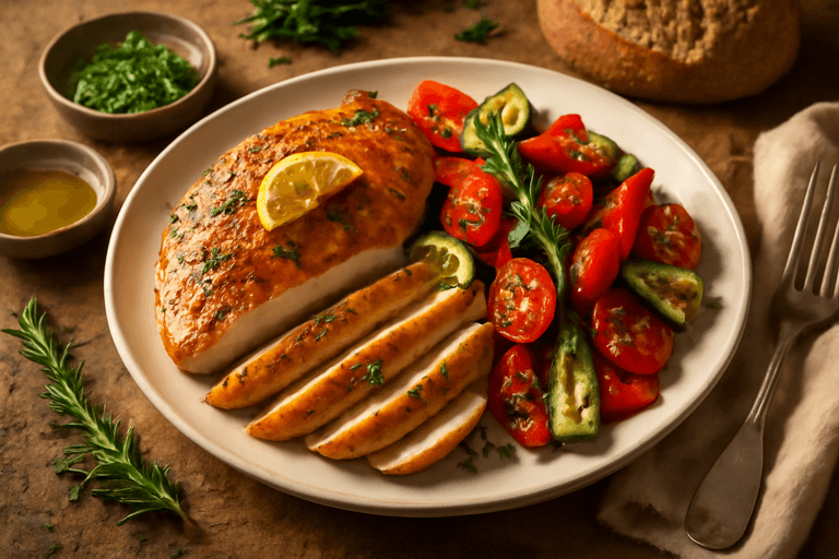 Pollo alla Mediterranea con Verdure Arrostite