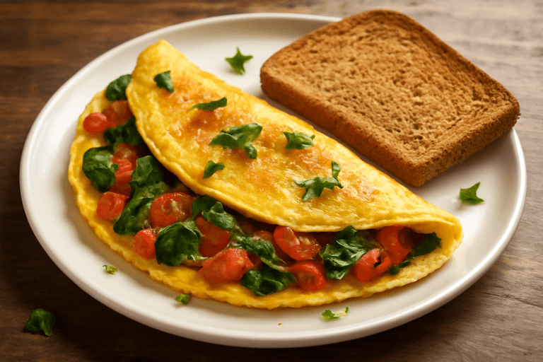 Knapperige Groente-Omelet met Volkoren Toast