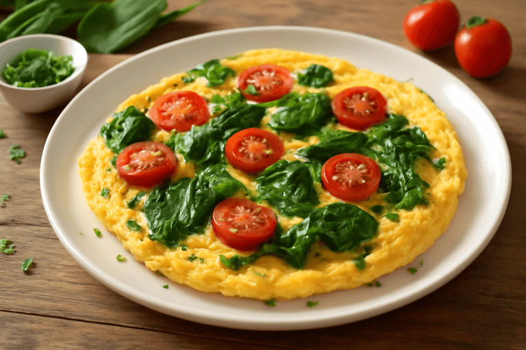Omelete Clássica com Espinafre e Tomate