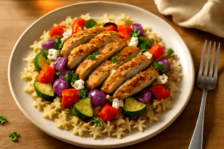 Pollo Mediterráneo con Quínoa y Verduras Asadas