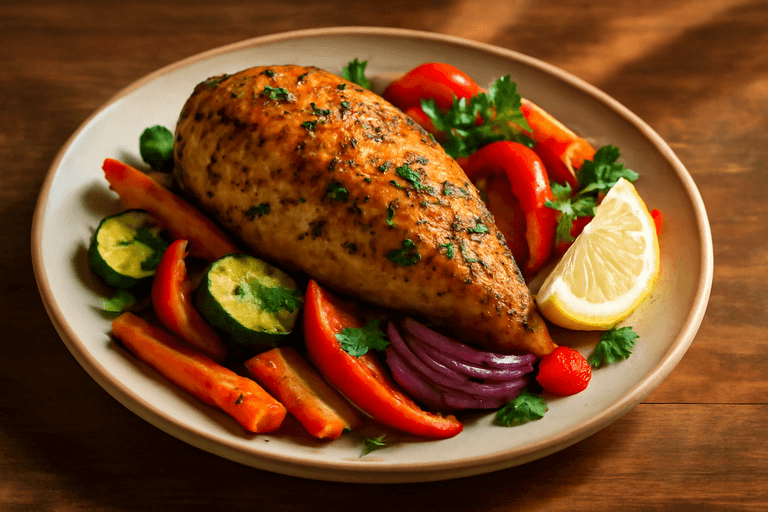 Poulet Rôti aux Herbes et Légumes de Saison