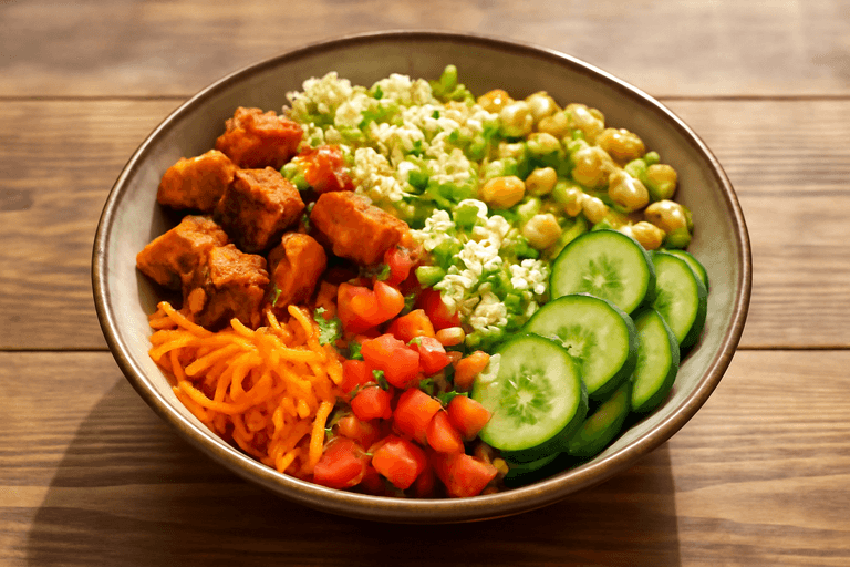 Herzhafter Hähnchen-Bulgur-Power-Bowl