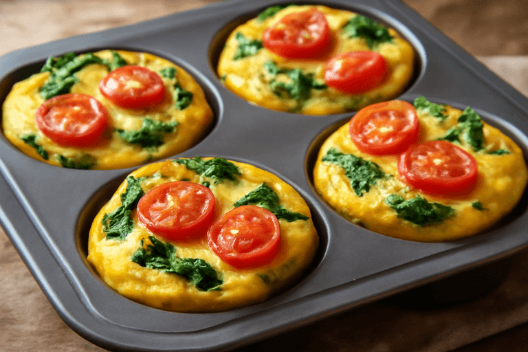 Proteinrika äggmuffins med spenat och tomat