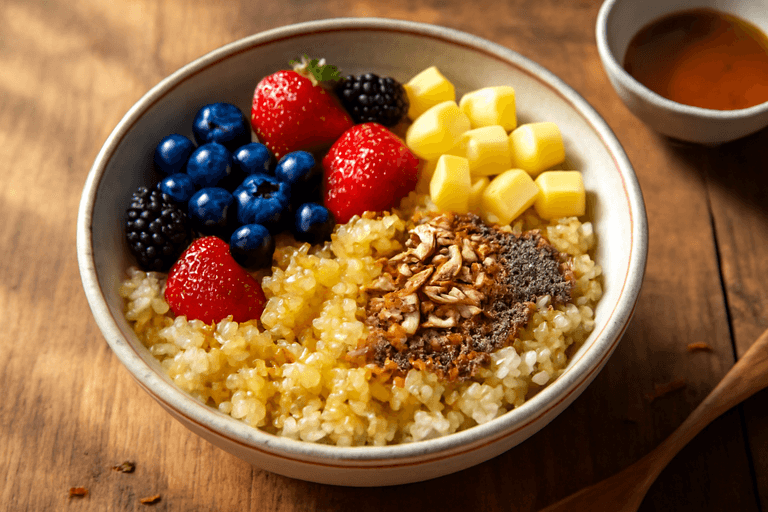 Protein-Power Frühstücks-Bowl mit Quinoa und Beeren